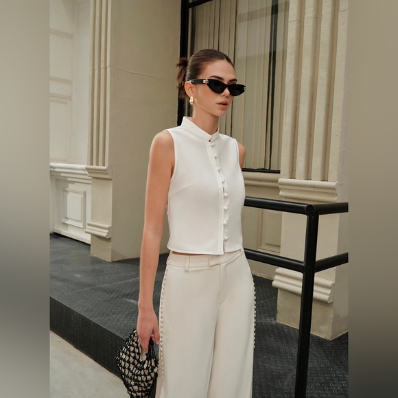 Commense Tops - Cotton & Linen Round-Button Semi-Sheer Vest Commense S CC19 ‼️OLD MONEY